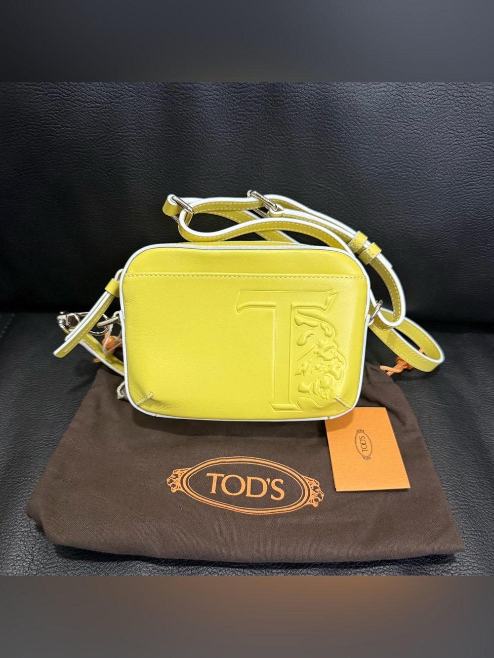 NWT Tod’s TLE Mini Leather Camera Crossbody Bag Yellow
